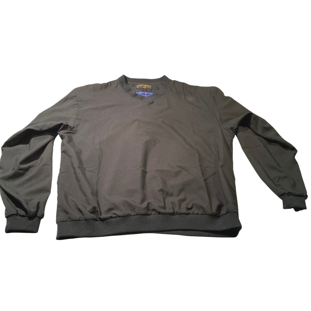Forrester's Mens V-Neck Golf Windshirt Pullover Black Large‎ Made in USA